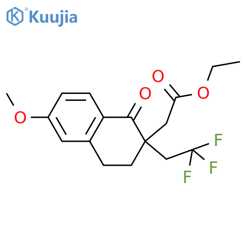 Ethyl 2-(6-methoxy-1-oxo-2-(2,2,2-trifluoroethyl)-1,2,3,4-tetrahydronaphthalen-2-yl)acetate structure