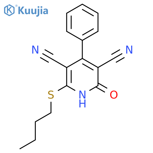 3,5-Pyridinedicarbonitrile, 6-(butylthio)-1,2-dihydro-2-oxo-4-phenyl- structure