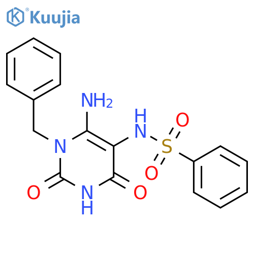 Benzenesulfonamide, N-[6-amino-1,2,3,4-tetrahydro-2,4-dioxo-1-(phenylmethyl)-5-pyrimidinyl]- structure