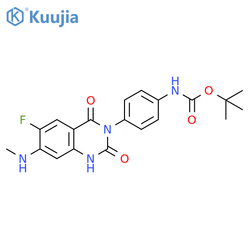 Carbamic acid, N-[4-[6-fluoro-1,4-dihydro-7-(methylamino)-2,4-dioxo-3(2H)-quinazolinyl]phenyl]-, 1,1-dimethylethyl ester structure