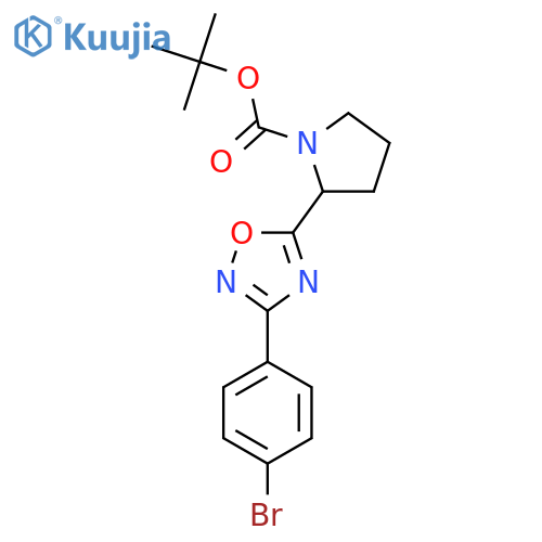 tert-butyl 2-3-(4-bromophenyl)-1,2,4-oxadiazol-5-ylpyrrolidine-1-carboxylate structure