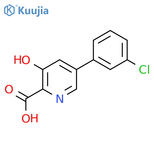 5-(3-Chlorophenyl)-3-hydroxypyridine-2-carboxylic acid structure