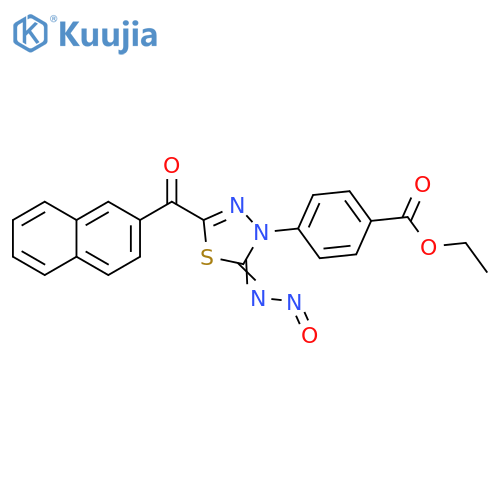 Benzoic acid, 4-[5-(2-naphthalenylcarbonyl)-2-(nitrosoimino)-1,3,4-thiadiazol-3(2H)-yl]-, ethyl ester structure