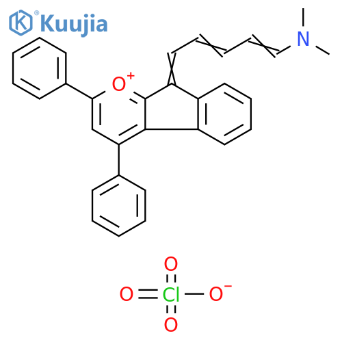 9H-Indeno[2,1-b]pyrylium, 9-[5-(dimethylamino)-2,4-pentadienylidene]-2,4-diphenyl-, perchlorate (9CI) structure
