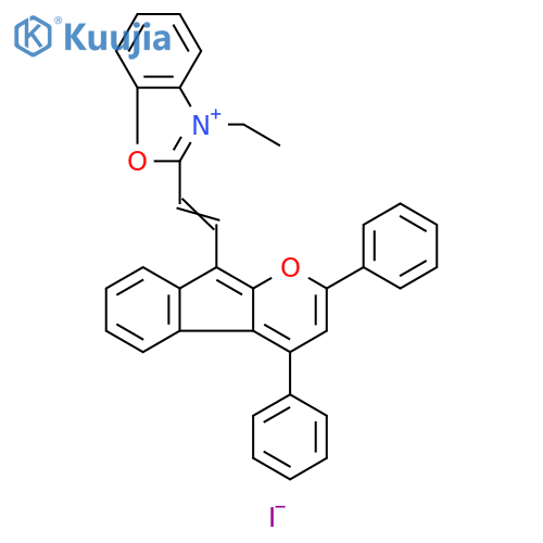 Benzoxazolium, 2-[2-(2,4-diphenylindeno[2,1-b]pyran-9-yl)ethenyl]-3-ethyl-, iodide (1:1) structure
