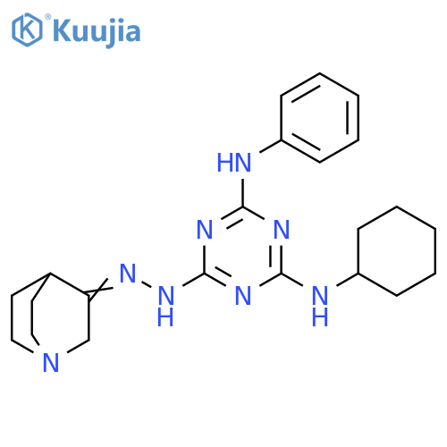 (Z)-N2-cyclohexyl-N4-phenyl-6-(2-(quinuclidin-3-ylidene)hydrazinyl)-1,3,5-triazine-2,4-diamine structure