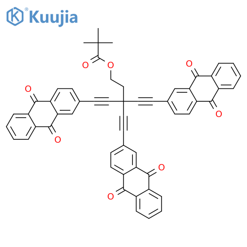 Propanoic acid, 2,2-dimethyl-, 5-(9,10-dihydro-9,10-dioxo-2-anthracenyl)-3,3-bis[2-(9,10-dihydro-9,10-dioxo-2-anthracenyl)ethynyl]-4-pentyn-1-yl ester structure
