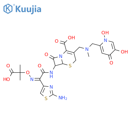 5-Thia-1-azabicyclo[4.2.0]oct-2-ene-2-carboxylicacid,7-[[(2-amino-4-thiazolyl)[(1-carboxy-1-methylethoxy)imino]acetyl]amino]-3-[[[(1,4-dihydro-1,5-dihydroxy-4-oxo-2-pyridinyl)methyl]methylamino]methyl]-8-oxo-,[6R-[6a,7b(Z)]]- (9CI) structure