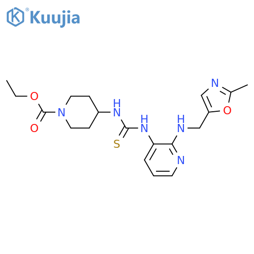 1-Piperidinecarboxylic acid, 4-[[[[2-[[(2-methyl-5-oxazolyl)methyl]amino]-3-pyridinyl]amino]thioxomethyl]amino]-, ethyl ester structure