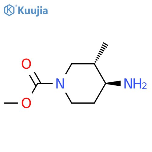 1-Piperidinecarboxylic acid, 4-amino-3-methyl-, methyl ester, trans- structure