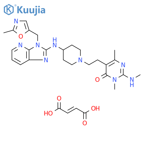 4(3H)-Pyrimidinone, 3,6-dimethyl-2-(methylamino)-5-[2-[4-[[3-[(2-methyl-5-oxazolyl)methyl]-3H-imidazo[4,5-b]pyridin-2-yl]amino]-1-piperidinyl]ethyl]-, (2E)-2-butenedioate (2:5) structure