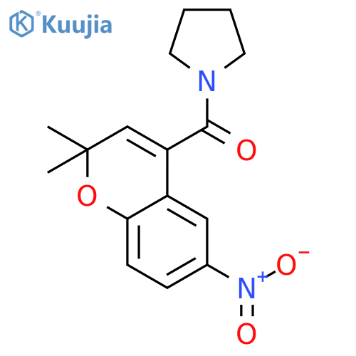 Pyrrolidine, 1-[(2,2-dimethyl-6-nitro-2H-1-benzopyran-4-yl)carbonyl]- structure