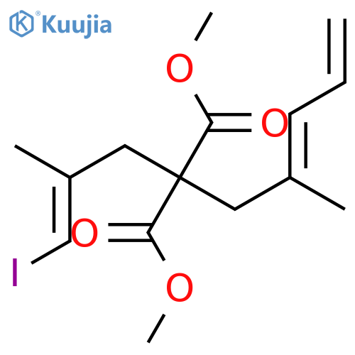 Propanedioic acid, 2-[(2E)-3-iodo-2-methyl-2-propen-1-yl]-2-[(2E)-2-methyl-2,4-pentadien-1-yl]-, 1,3-dimethyl ester structure