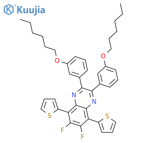 6,7-difluoro-2,3-bis(3-(hexyloxy)phenyl)-5,8-di(thiophen-2-yl)quinoxaline structure