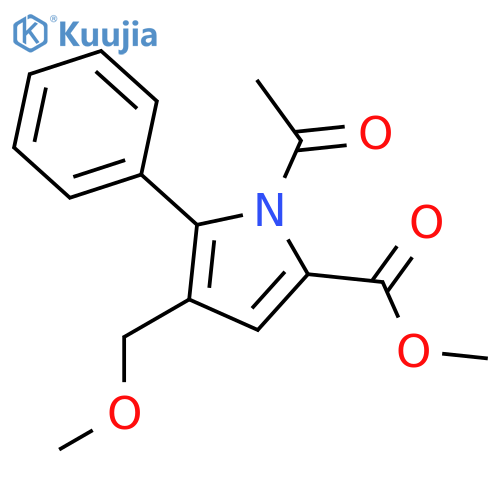 1H-Pyrrole-2-carboxylic acid, 1-acetyl-4-(methoxymethyl)-5-phenyl-, methyl ester structure