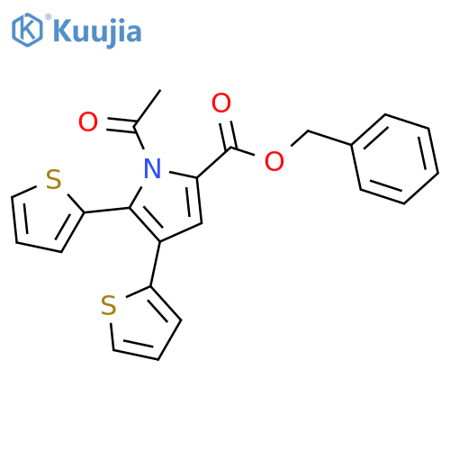 1H-Pyrrole-2-carboxylic acid, 1-acetyl-4,5-di-2-thienyl-, phenylmethyl ester structure