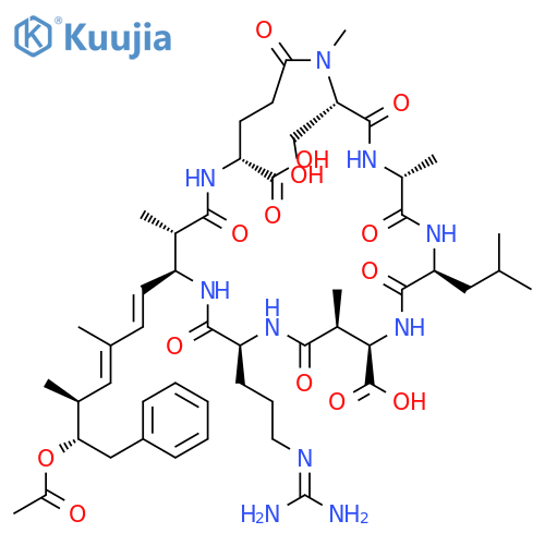 Microcystin LA,1-(N-methyl-L-serine)-5-L-arginine-6-[(2S,3S,4E,6E,8S,9S)-9-(acetyloxy)-4,5,6,7-tetradehydro-2,6,8-trimethyl-10-phenyl-3-aminodecanoicacid]- (9CI) structure