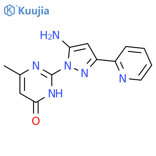 2-(5-Amino-3-pyridin-2-yl-pyrazol-1-yl)-6-methyl-3H-pyrimidin-4-one structure