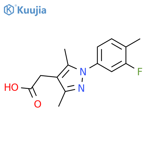 [1-(3-Fluoro-4-methyl-phenyl)-3,5-dimethyl-1H-pyrazol-4-yl]-acetic acid structure