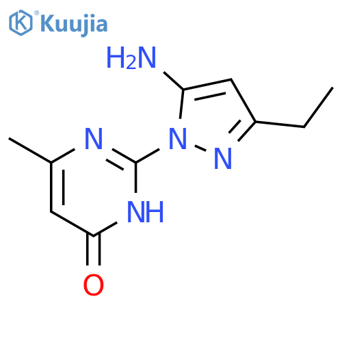 2-(5-Amino-3-ethyl-pyrazol-1-yl)-6-methyl-3H-pyrimidin-4-one structure