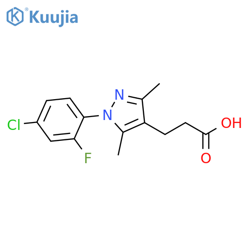 3-[1-(4-Chloro-2-fluoro-phenyl)-3,5-dimethyl-1H-pyrazol-4-yl]-propionic acid structure