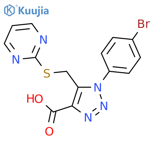 1-(4-Bromo-phenyl)-5-(pyrimidin-2-ylsulfanylmethyl)-1H-[1,2,3]triazole-4-carboxylic acid structure