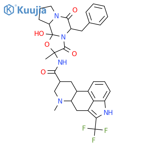 (6aR,9R,10aR)-N-((2R,5S,10aS,10bS)-5-benzyl-10b-hydroxy-2-methyl-3,6-dioxooctahydro-8H-oxazolo[3,2-a]pyrrolo[2,1-c]pyrazin-2-yl)-7-methyl-5-(trifluoromethyl)-4,6,6a,7,8,9,10,10a-octahydroindolo[4,3-fg]quinoline-9-carboxamide structure
