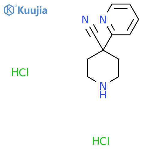 4-(pyridin-2-yl)piperidine-4-carbonitrile dihydrochloride structure