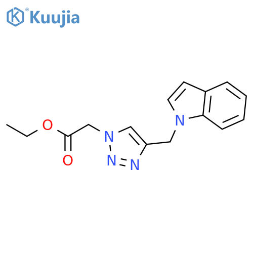 1H-1,2,3-Triazole-1-acetic acid, 4-(1H-indol-1-ylmethyl)-, ethyl ester structure