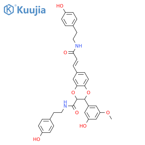 4,7'-Epoxy-3,8'-oxylign-7-ene-3',5',9,9'-tetrol; (7E,7'RS,8'RS)-form, 9,9'-Dicarboxylic acid, 3'-Me ether, bis[2-(4-hydroxyphenyl)ethylamide] structure