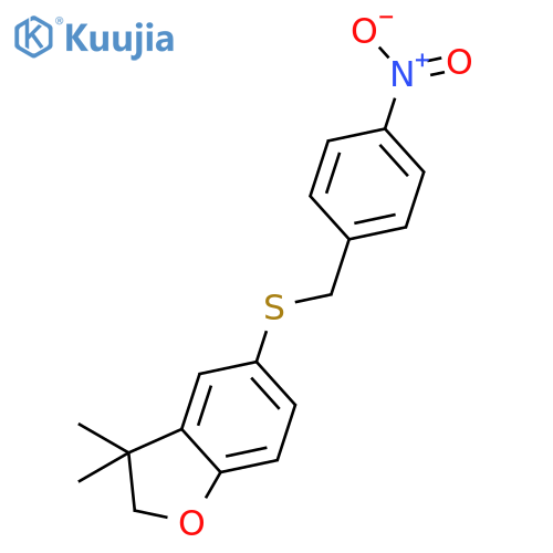 Benzofuran, 2,3-dihydro-3,3-dimethyl-5-[[(4-nitrophenyl)methyl]thio]- structure