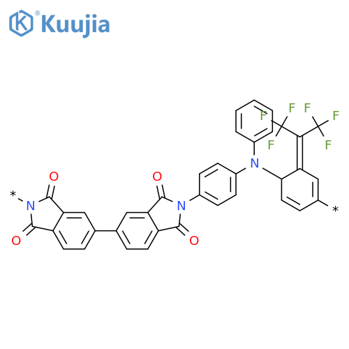 Poly[(1,3-dihydro-1,3-dioxo-2H-isoindole-2,5-diyl)[2,2,2-trifluoro-1-(trifluoromethyl)ethylidene](1,3-dihydro-1,3-dioxo-2H-isoindole-5,2-diyl)-1,4-phenylene(phenylimino)-1,4-phenylene] structure