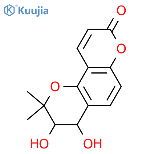 3,4-Dihydro-3,4-dihydroxy-2,2-dimethyl-2H,8H-benzo[1,2-b:3,4-b']dipyran-8-one; (3S,4R)-form structure