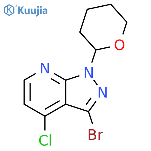 3-bromo-4-chloro-1-(tetrahydro-2H-pyran-2-yl)-1H-pyrazolo3,4-bpyridine structure