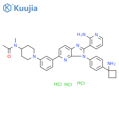 Acetamide, N-[1-[3-[3-[4-(1-aminocyclobutyl)phenyl]-2-(2-amino-3-pyridinyl)-3H-imidazo[4,5-b]pyridin-5-yl]phenyl]-4-piperidinyl]-N-methyl-, hydrochloride (1:3) structure