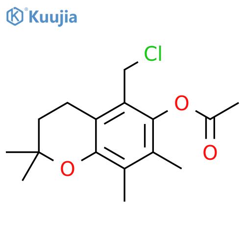 2H-1-Benzopyran-6-ol,5-(chloromethyl)-3,4-dihydro-2,2,7,8-tetramethyl-, acetate structure