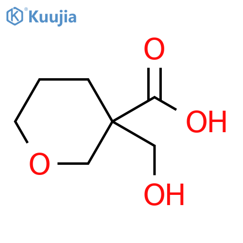 3-(hydroxymethyl)oxane-3-carboxylic acid structure