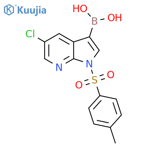 [5-Chloro-1-(4-methylbenzenesulfonyl)-1H-pyrrolo[2,3-b]pyridin-3-yl]boronic acid structure