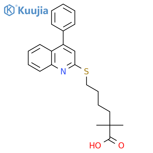 Hexanoic acid, 2,2-dimethyl-6-[(4-phenyl-2-quinolinyl)thio]- structure