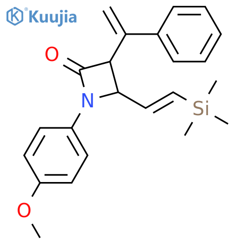 2-Azetidinone, 1-(4-methoxyphenyl)-3-(1-phenylethenyl)-4-[(1E)-2-(trimethylsilyl)ethenyl]-, (3R,4R)-rel- structure