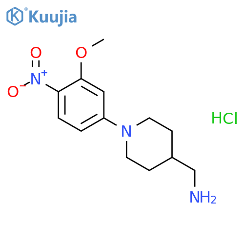 (1-(3-Methoxy-4-nitrophenyl)piperidin-4-yl)methanamine hydrochloride structure