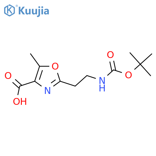 2-(2-{(tert-butoxy)carbonylamino}ethyl)-5-methyl-1,3-oxazole-4-carboxylic acid structure