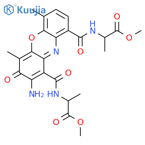 Alanine,N,N'-[(2-amino-4,6-dimethyl-3-oxo-3H-phenoxazine-1,9-diyl)dicarbonyl]bis-,dimethyl ester (9CI) structure