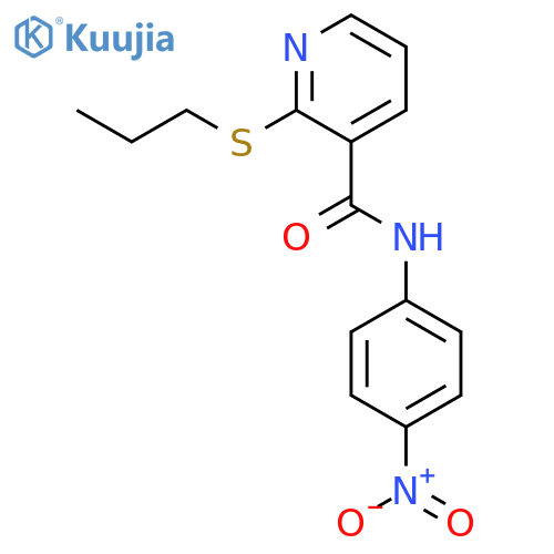 3-Pyridinecarboxamide, N-(4-nitrophenyl)-2-(propylthio)- structure