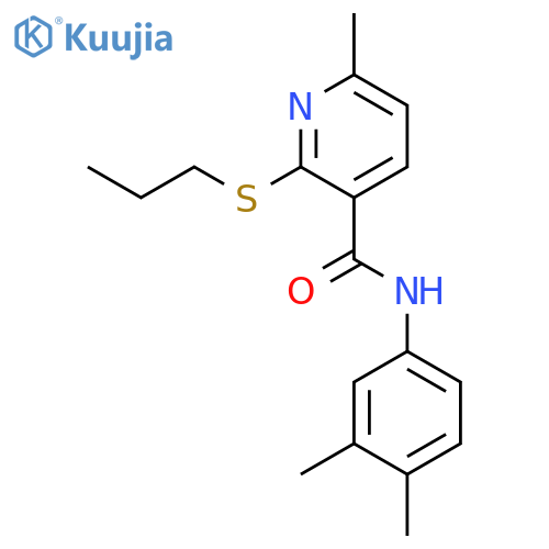 3-Pyridinecarboxamide, N-(3,4-dimethylphenyl)-6-methyl-2-(propylthio)- structure