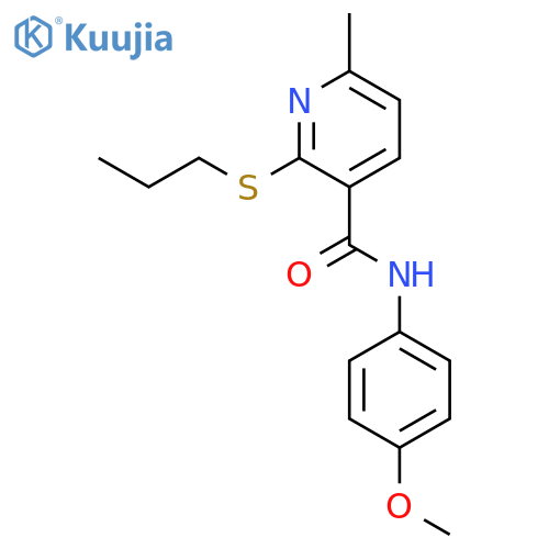3-Pyridinecarboxamide, N-(4-methoxyphenyl)-6-methyl-2-(propylthio)- structure
