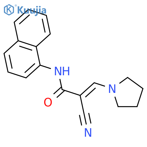 2-Propenamide, 2-cyano-N-1-naphthalenyl-3-(1-pyrrolidinyl)-, (E)- structure