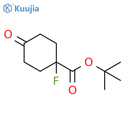 Cyclohexanecarboxylic acid, 1-fluoro-4-oxo-, 1,1-dimethylethyl ester structure