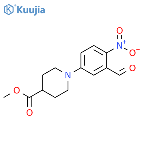 4-Piperidinecarboxylic acid, 1-(3-formyl-4-nitrophenyl)-, methyl ester structure