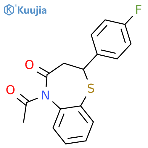 1,5-Benzothiazepin-4(5H)-one, 5-acetyl-2-(4-fluorophenyl)-2,3-dihydro- structure